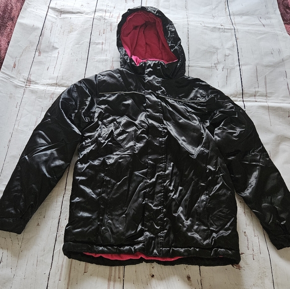 Iceberg Other - Iceberg Outerwear Girls Pink and Black Lined Hooded Jacket Size 10/12 Medium